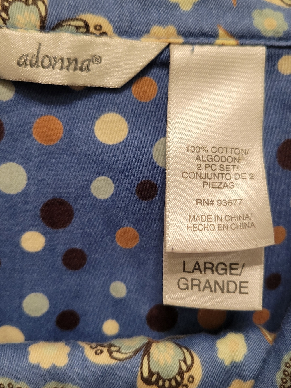 Adonna Blue Floral Cotton Pajama Set - Picture 3 of 4